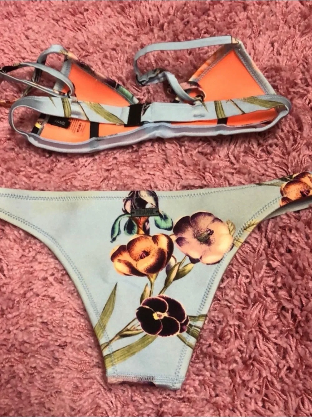 Triangl Delilah Neoprene Baby Blue Floral Bikini Set S